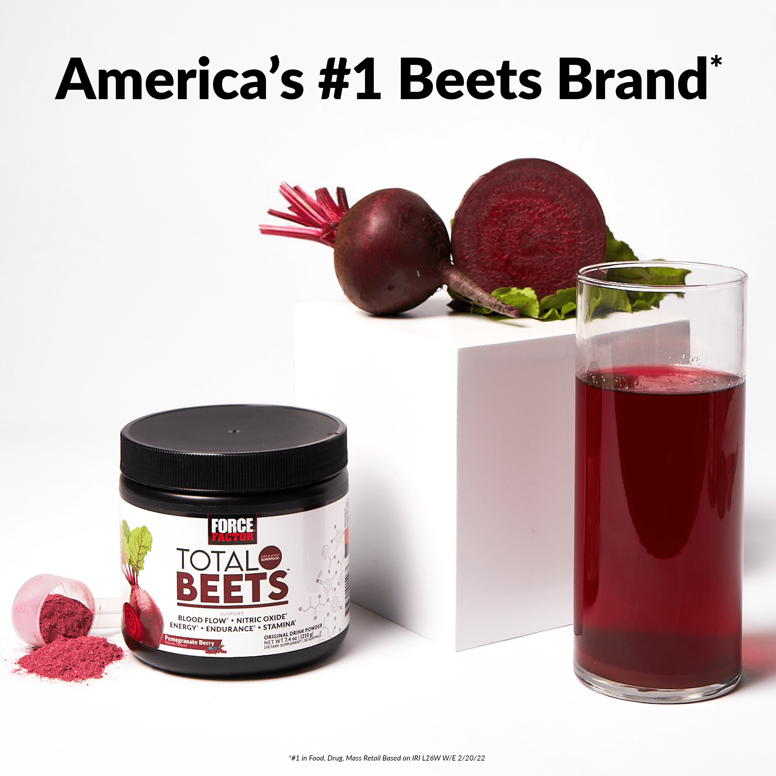 Total Beets , Suplemento de Mezcla de Jugo de Remolacha en Polvo, 30 Porciones, de Force Factor