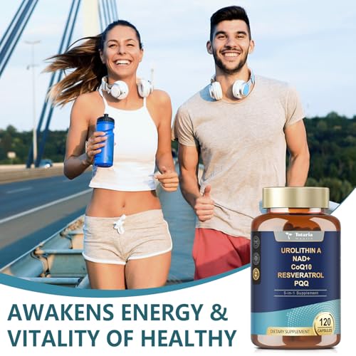 Totaria Urolitina Un suplemento de 1000 mg con NAD+, CoQ10, Resveratrol, Suplemento PQQ para hombres y mujeres, 120 cápsulas blandas para energía muscular, antioxidantes, alta biodisponibilidad