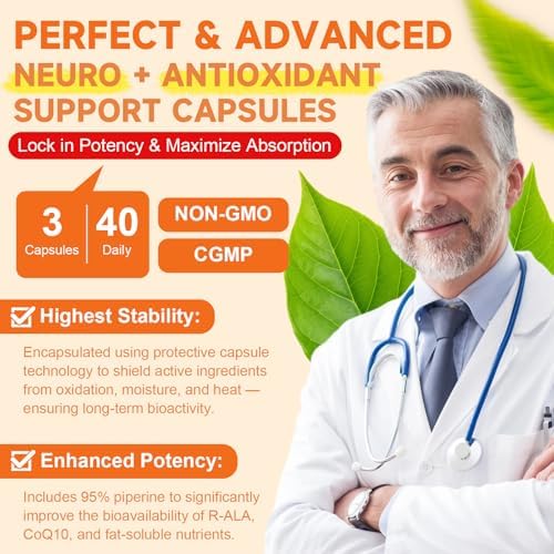 Totaria  2 Packs  R Alpha Lipoic Acid 600mg   Stabilized ALA Supplement for Neuropathy Support Capsules  Nerve Health  Nervous System and Antioxidant  Non GMO  Gluten Free  Vegan Safe 120 Counts