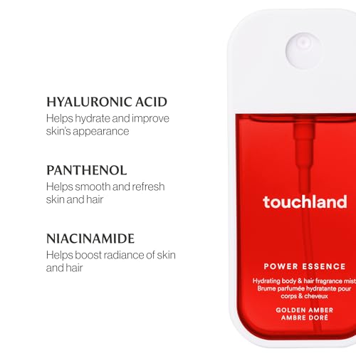 Touchland Hydrating Body & Hair Fragrance Mist  Golden Amber  2 FL  OZ  Travel Size Body Spray
