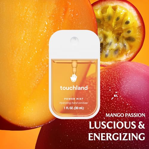 Touchland TROPICAL PARADISE SET  Power Mist Hydrating Hand Sanitizer Spray   Mango  Beach Coco  Watermelon  1 FL  OZ     Mango Mojo Body & Hair Fragrance Mist  2 FL  OZ   Travel Size Set