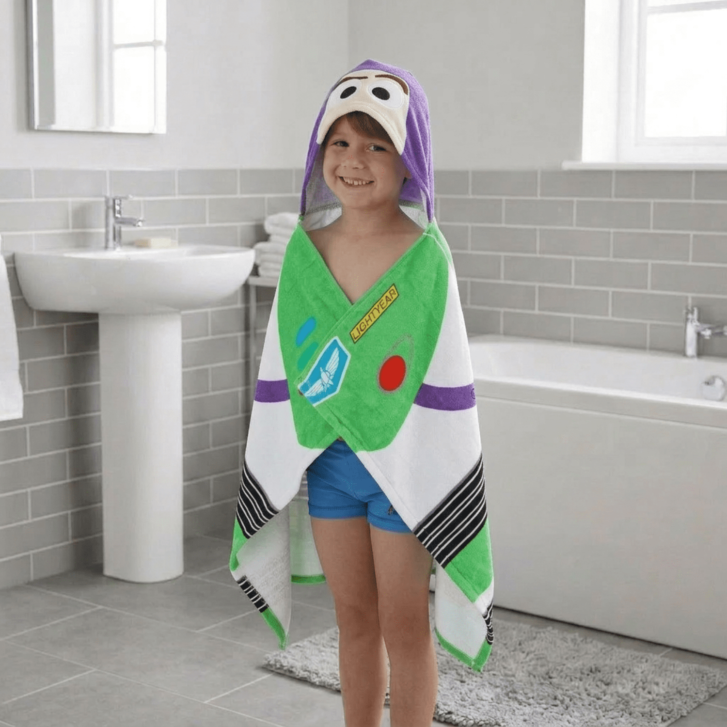 Toy Story Kids Hooded Towel  Buzz Lightyear  Cotton  22" x 51"  Disney