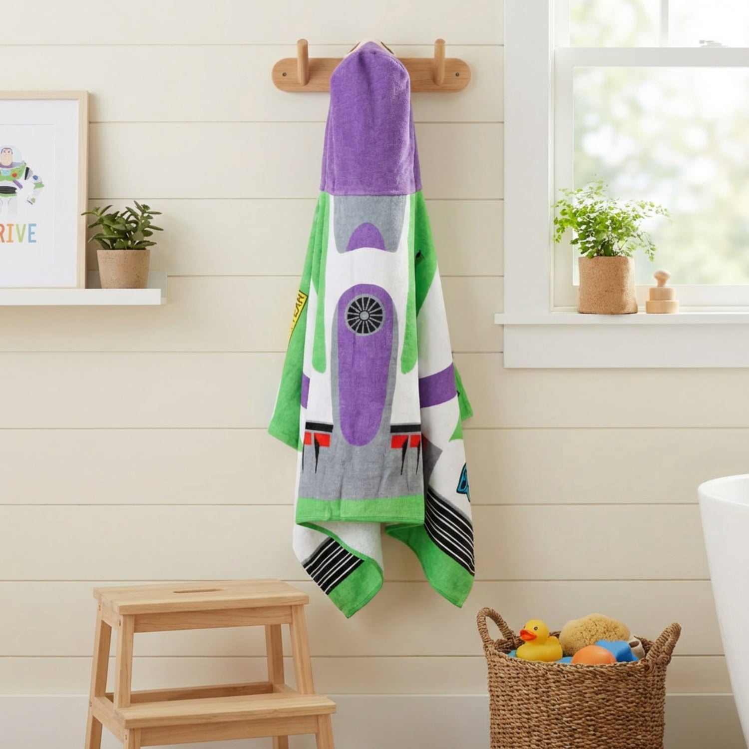 Toy Story Kids Hooded Towel  Buzz Lightyear  Cotton  22" x 51"  Disney