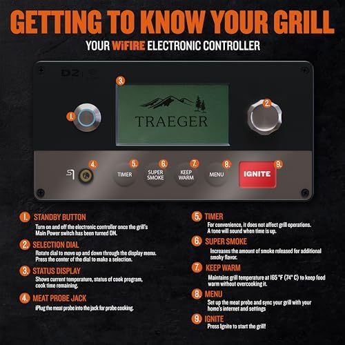 Traeger Ironwood 885 Wood Pellet Grill and Smoker  WiFi Pellet Smoker Grill with Super Smoke Mode  D2 Controller  Large 885 sq  in  Cooking Area  Outdoor BBQ Electric Pellet Smoker  TFB89BLFC