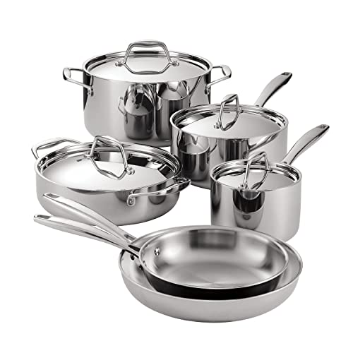 Tramontina Signature Tri Ply Clad Stainless Steel 10 Piece Cookware Set with Lids  Pots and Pans Kitchen Set  Induction Ready  Dishwasher Safe  NSF Certified  Made in Brazil
