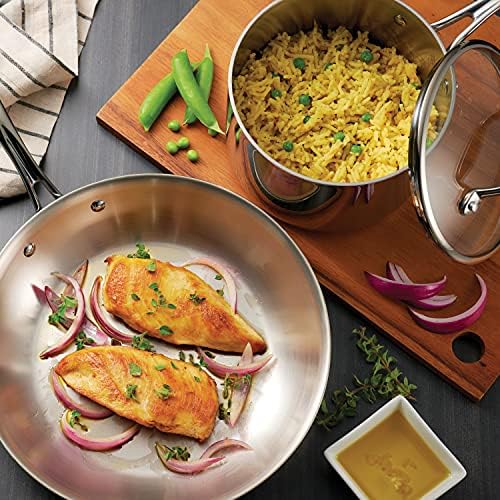 Tramontina Tri Ply Clad Stainless Steel 8 Piece Cookware Set with Glass Lids  Pots and Pans Kitchen Set  Induction Ready  Dishwasher Safe  NSF Certified