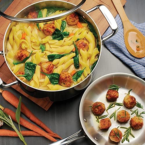 Tramontina Tri Ply Clad Stainless Steel 8 Piece Cookware Set with Glass Lids  Pots and Pans Kitchen Set  Induction Ready  Dishwasher Safe  NSF Certified