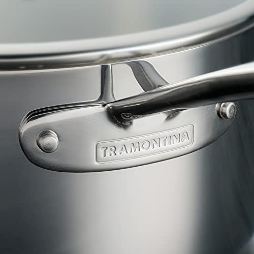Tramontina Tri Ply Clad Stainless Steel 8 Piece Cookware Set with Glass Lids  Pots and Pans Kitchen Set  Induction Ready  Dishwasher Safe  NSF Certified