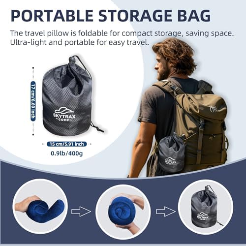 Travel Pillow with Extra Large Hood for Airplane Long Flights Privacy and Comfort Memory Foam with Velvet Cover for Road Trip Head&Neck Support for Plane Office Cars Sleeping & Rest  Navy Blue 