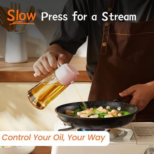 TrendPlain 16oz/470ml Glass Olive Oil Sprayer for Cooking   2 in 1 Olive Oil Dispenser Bottle for Kitchen Gadgets and Air Fryer Accessories  Salad  BBQ   Black