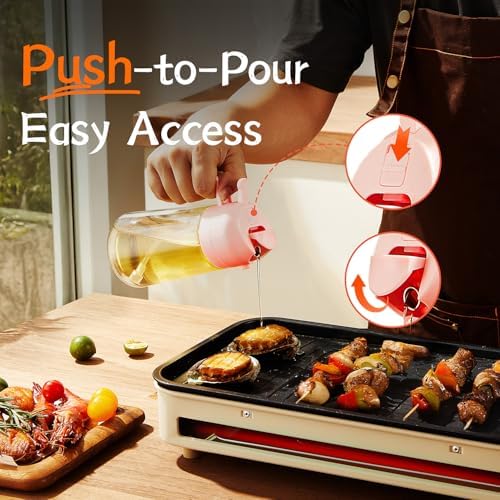 TrendPlain 16oz/470ml Glass Olive Oil Sprayer for Cooking   2 in 1 Olive Oil Dispenser Bottle for Kitchen Gadgets and Air Fryer Accessories  Salad  BBQ   Black