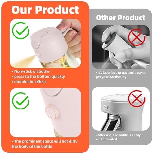 TrendPlain 16oz/470ml Glass Olive Oil Sprayer for Cooking   2 in 1 Olive Oil Dispenser Bottle for Kitchen Gadgets and Air Fryer Accessories  Salad  BBQ   Black