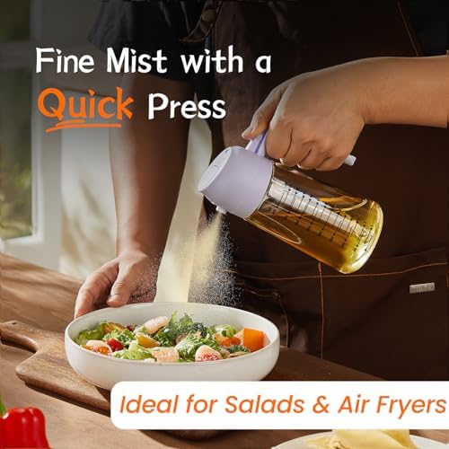 TrendPlain 16oz/470ml Glass Olive Oil Sprayer for Cooking   2 in 1 Olive Oil Dispenser Bottle for Kitchen Gadgets and Air Fryer Accessories  Salad  BBQ   Black