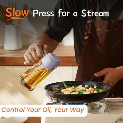 TrendPlain 16oz/470ml Glass Olive Oil Sprayer for Cooking   2 in 1 Olive Oil Dispenser Bottle for Kitchen Gadgets and Air Fryer Accessories  Salad  BBQ   Black