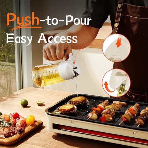 TrendPlain 16oz/470ml Glass Olive Oil Sprayer for Cooking   2 in 1 Olive Oil Dispenser Bottle for Kitchen Gadgets and Air Fryer Accessories  Salad  BBQ   Black