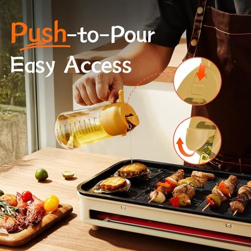 TrendPlain 16oz/470ml Glass Olive Oil Sprayer for Cooking   2 in 1 Olive Oil Dispenser Bottle for Kitchen Gadgets and Air Fryer Accessories  Salad  BBQ   Black