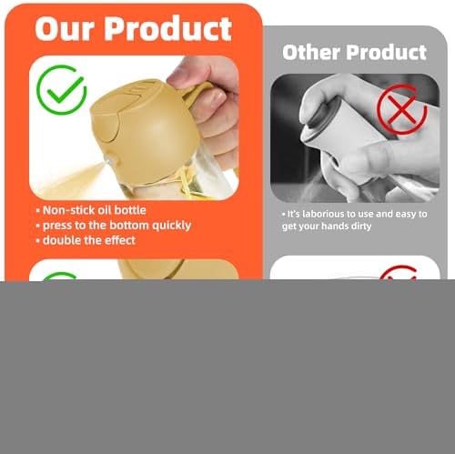 TrendPlain 16oz/470ml Glass Olive Oil Sprayer for Cooking   2 in 1 Olive Oil Dispenser Bottle for Kitchen Gadgets and Air Fryer Accessories  Salad  BBQ   Black