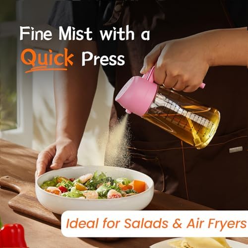 TrendPlain 16oz/470ml Glass Olive Oil Sprayer for Cooking   2 in 1 Olive Oil Dispenser Bottle for Kitchen Gadgets and Air Fryer Accessories  Salad  BBQ   Black