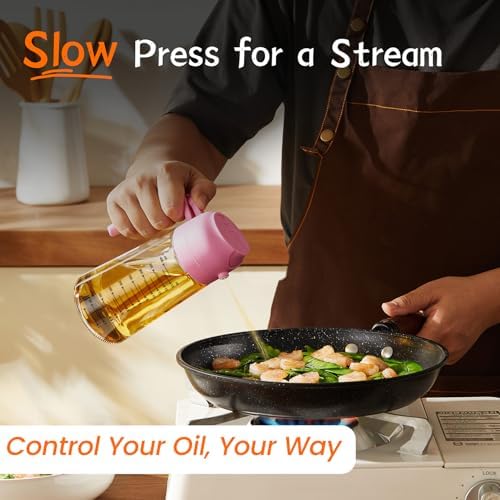 TrendPlain 16oz/470ml Glass Olive Oil Sprayer for Cooking   2 in 1 Olive Oil Dispenser Bottle for Kitchen Gadgets and Air Fryer Accessories  Salad  BBQ   Black