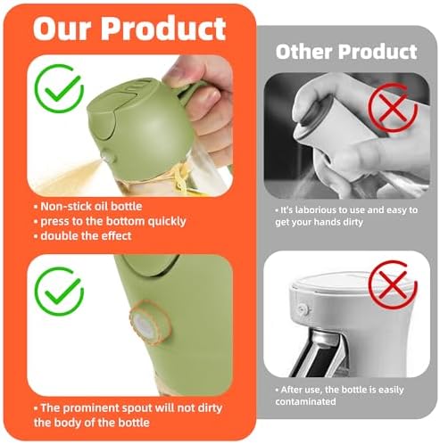 TrendPlain 16oz/470ml Glass Olive Oil Sprayer for Cooking   2 in 1 Olive Oil Dispenser Bottle for Kitchen Gadgets and Air Fryer Accessories  Salad  BBQ   Black