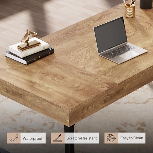 Tribesigns 55 Industrial Executive Desk for Home Office  Rustic Simple Computer Laptop Desk with Strong Metal Legs  Study Writing Table Business Workstation  Small Conference Table