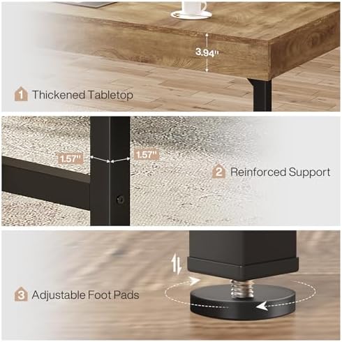 Tribesigns 55 Industrial Executive Desk for Home Office  Rustic Simple Computer Laptop Desk with Strong Metal Legs  Study Writing Table Business Workstation  Small Conference Table