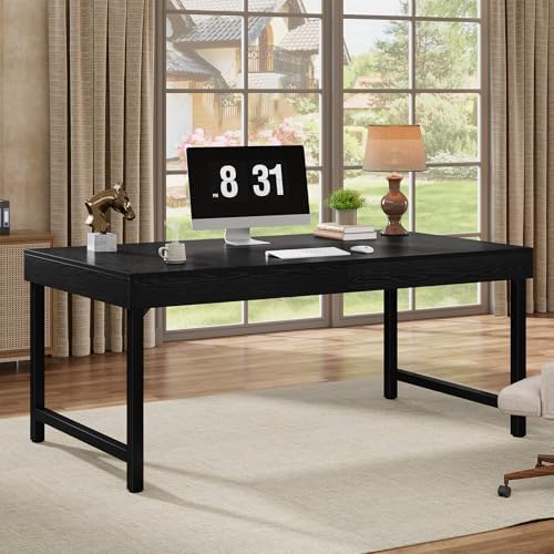Tribesigns 55 Industrial Executive Desk for Home Office  Rustic Simple Computer Laptop Desk with Strong Metal Legs  Study Writing Table Business Workstation  Small Conference Table