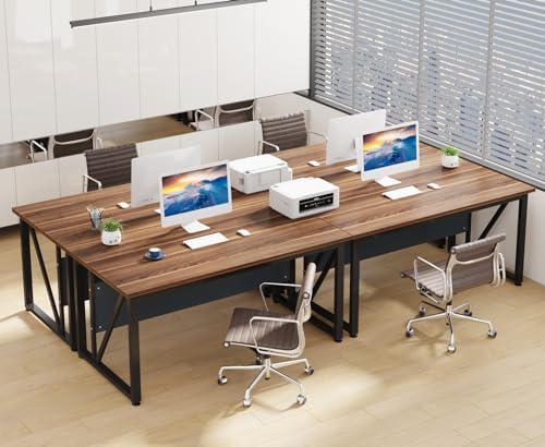 Tribesigns 55 inches Simple Computer Desk Home Office Desk Writing Table for Workstation Dark Walnut   Steel Leg  Cabinet not Included  Walnut  55 inch 