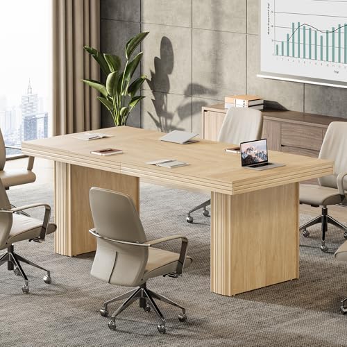 Tribesigns 63 Executive Desk  Modern Executive Office Desk with Thickened Desktop and Heavy Duty Legs  Wood Writing Workstation Study Table Conference Table for Office  Natural