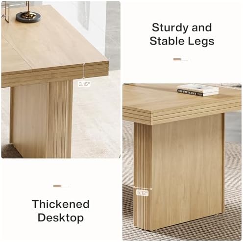 Tribesigns 63 Executive Desk  Modern Executive Office Desk with Thickened Desktop and Heavy Duty Legs  Wood Writing Workstation Study Table Conference Table for Office  Natural