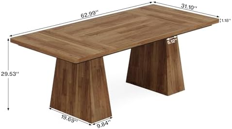 Tribesigns 63 Inch Executive Desk  Large Office Computer Desk with Double Pedestal  Modern Simple Workstations Writing Table Conference Table Business Furniture for Home Office  Light Brown