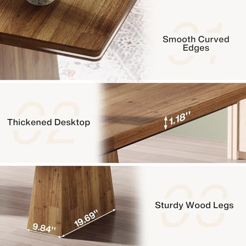 Tribesigns 63 Inch Executive Desk  Large Office Computer Desk with Double Pedestal  Modern Simple Workstations Writing Table Conference Table Business Furniture for Home Office  Light Brown