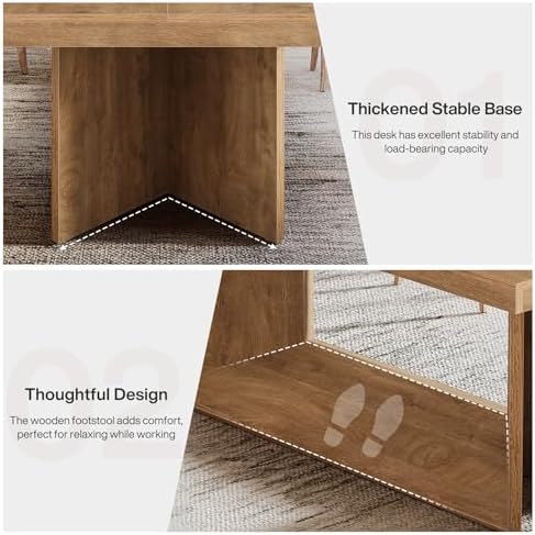 Tribesigns 63 Inch Executive Desk  Large Office Computer Desk with Heavy Duty Pedestal  Farmhouse Simple Workstations Writing Table for Home Office  Rustic Brown