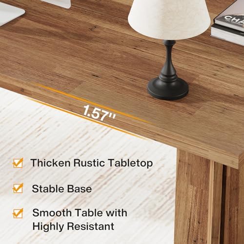 Tribesigns 63 inch Executive Desk  Vintage Home Office Computer Desk with Large Tabletop  Farmhouse Wood Writing Conference Table Workstation for Office  Study  Walnut Brown