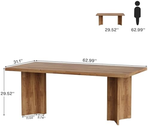 Tribesigns 63 inch Executive Desk  Vintage Home Office Computer Desk with Large Tabletop  Farmhouse Wood Writing Conference Table Workstation for Office  Study  Walnut Brown