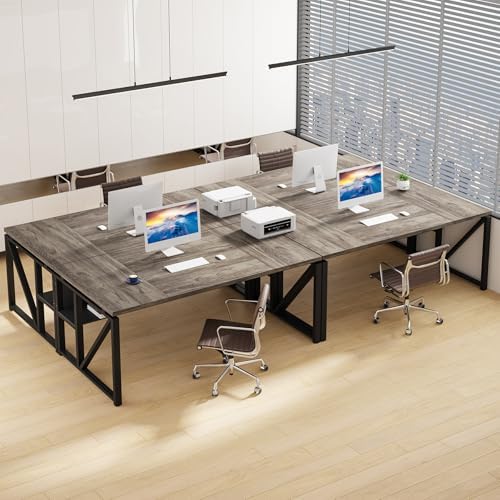 Tribesigns 63 inches Computer Desk with Bottom Storage Shelf Home Office Desk Writing Table for Workstation Dark Walnut   Steel Leg  Cabinet not Included  Grey  63 inch with Shelf 