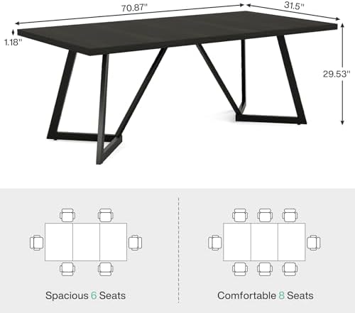 Tribesigns 70 86 Inch Large Executive Desk  Modern Computer Office Desk Workstation with Metal Frame  Rectangular Laptop Desk Study Writing Table for Home Office  Black 