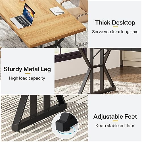 Tribesigns 70 8 Inch Executive Desk  Large Computer Office Desk Workstation  Modern Simple Style Laptop Desk Study Writing Table Business Furniture for Home Office  Light Walnut/Black  70 8 Inch 