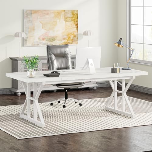 Tribesigns 70 8 Inch Executive Desk  Large Computer Office Desk Workstation  Modern Simple Style Laptop Desk Study Writing Table Business Furniture for Home Office  Light Walnut/Black  70 8 Inch 