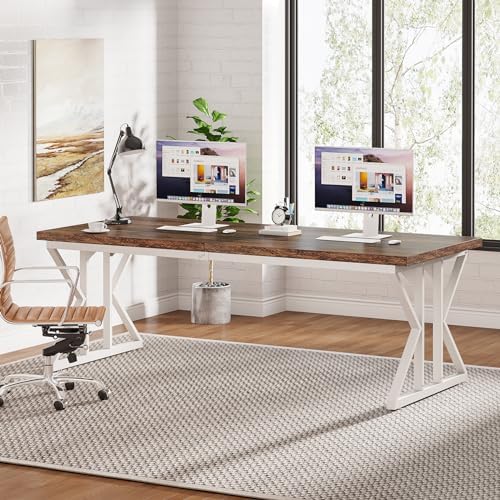 Tribesigns 70 8 Inch Executive Desk  Large Computer Office Desk Workstation  Modern Simple Style Laptop Desk Study Writing Table Business Furniture for Home Office  Light Walnut/Black  70 8 Inch 