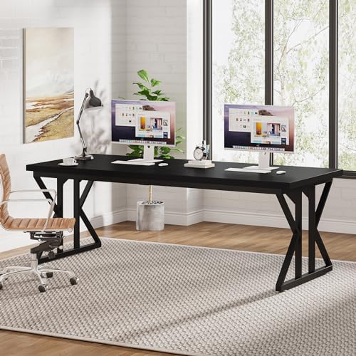 Tribesigns 70 8 Inch Executive Desk  Large Computer Office Desk Workstation  Modern Simple Style Laptop Desk Study Writing Table Business Furniture for Home Office  Light Walnut/Black  70 8 Inch 