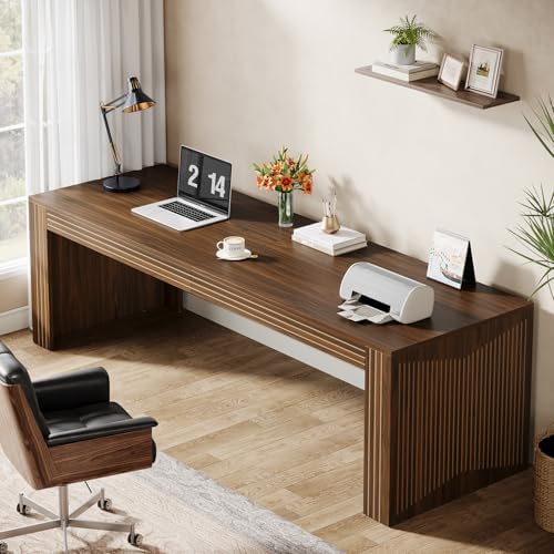 Tribesigns 79 Inch Extra Long Desk  Two Person Double Desk for Home Office  Wooden Long Computer Desk Writing Table for Office  Dark Brown