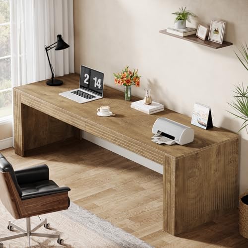 Tribesigns 79 Inch Extra Long Desk  Two Person Double Desk for Home Office  Wooden Long Computer Desk Writing Table for Office  Dark Brown