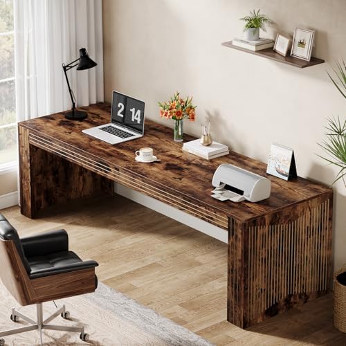 Tribesigns 79 Inch Extra Long Desk  Two Person Double Desk for Home Office  Wooden Long Computer Desk Writing Table for Office  Dark Brown