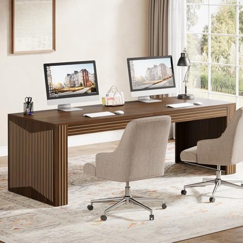 Tribesigns 79 Inch Extra Long Desk  Two Person Double Desk for Home Office  Wooden Long Computer Desk Writing Table for Office  Dark Brown