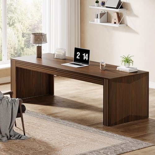 Tribesigns 79 Inch Extra Long Desk  Two Person Double Desk for Home Office  Wooden Long Computer Desk Writing Table for Office  Dark Brown