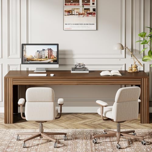 Tribesigns 79 Inch Extra Long Desk  Two Person Double Desk for Home Office  Wooden Long Computer Desk Writing Table for Office  Dark Brown