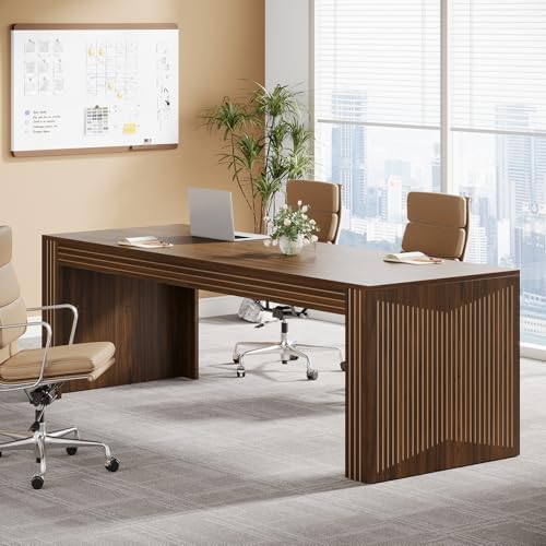 Tribesigns 79 Inch Extra Long Desk  Two Person Double Desk for Home Office  Wooden Long Computer Desk Writing Table for Office  Dark Brown
