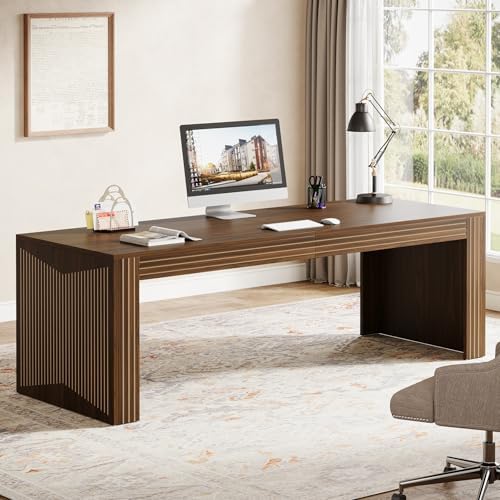 Tribesigns 79 Inch Extra Long Desk  Two Person Double Desk for Home Office  Wooden Long Computer Desk Writing Table for Office  Dark Brown
