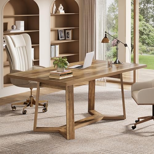Tribesigns Home Office Desk  47 Inch Wood Executive Desk  Farmhouse Simple Computer Writing Table for Office  Study Room  or Workstation  Rustic Brown 